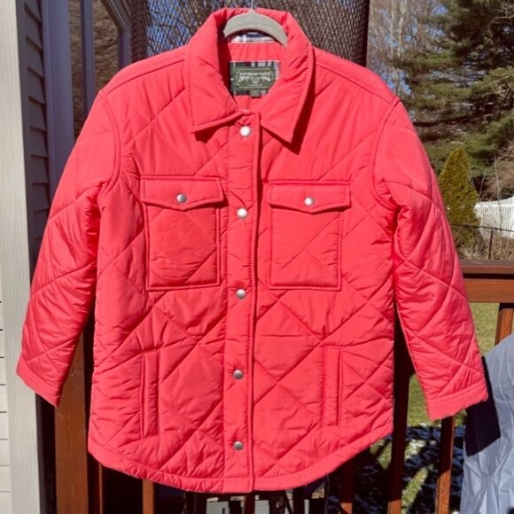 American Eagle NWOT Oversized Puffer Shacket Collared Lined Shirt Jacket Pink XS - Picture 4 of 12